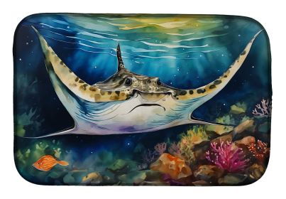 Sting Ray Dish Drying Mat Absorbent Dish Drying Mat Pad for Kitchen Counter Dish Drainer Mat for Countertop, 14 x 21", Multicolor