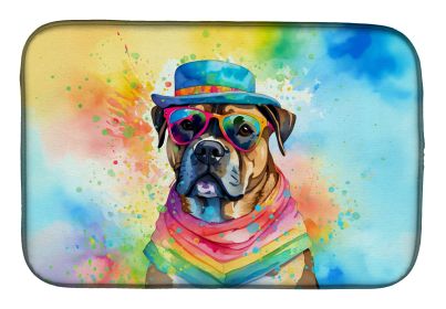 Cane Corso Hippie Dawg Dish Drying Mat Absorbent Dish Drying Mat Pad for Kitchen Counter Dish Drainer Mat for Countertop, 14 x 21", Multicolor