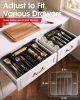 Silverware Drawer Organizer, Adjustable Utensil Cutlery Tray | Expandable Kitchen Organizer for Forks Knives, Multipurpose Kitchen Storage
