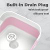 2.6 Gal(10L) Collapsible Wash Basin for Baby Bottles,Pink Space-Saving Collapsible Dish Basin with Drain Plug for bottle washing